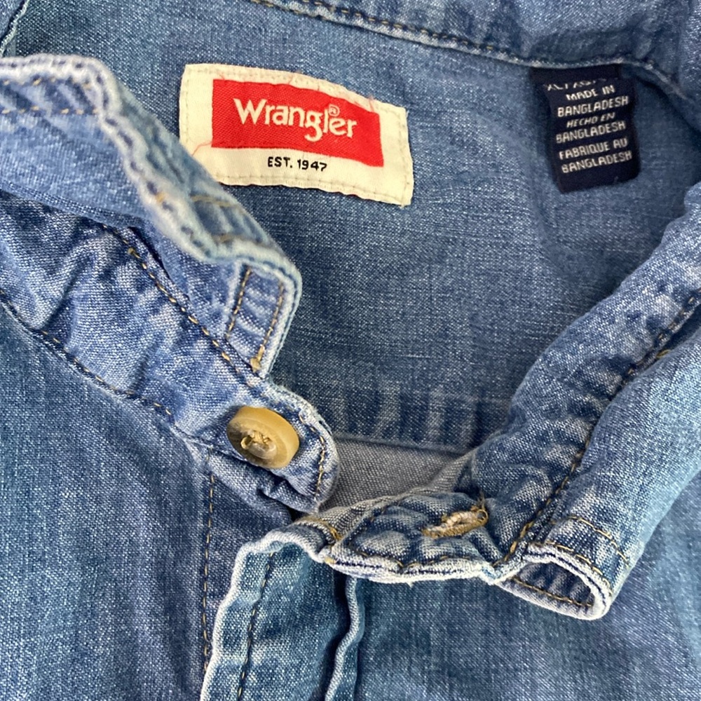 Wrangler denim button down short-sleeve shirt - Picture 8 of 17